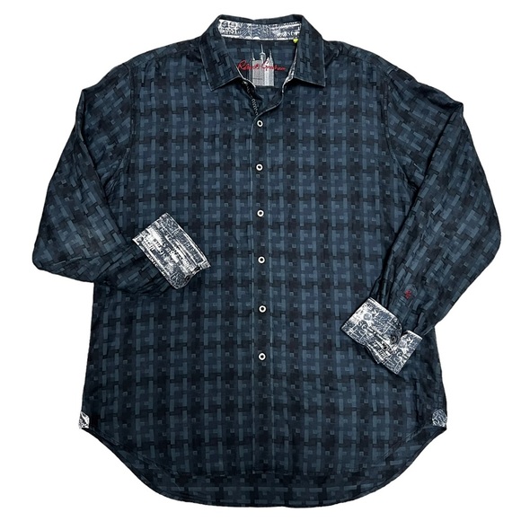 Robert Graham Other - Robert Graham Shirt Manhattan Print Flip Cuff Size Men’s XL Navy Blue